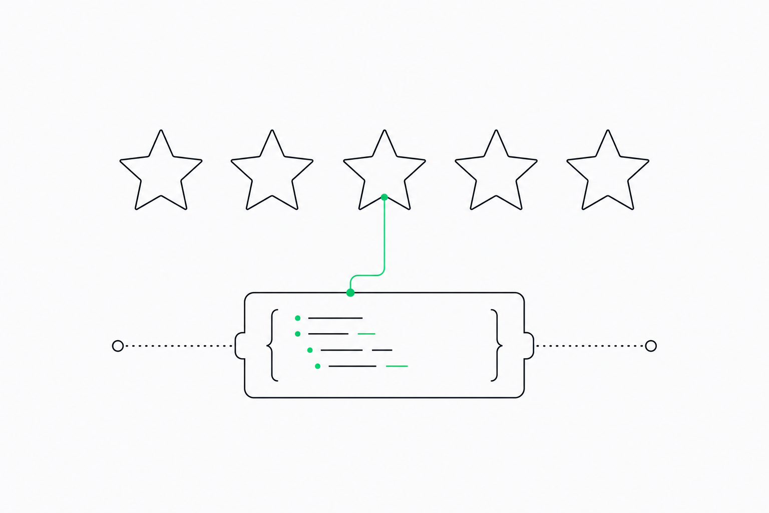 Shopify search listing shown without review stars next to a competitor listing with stars, with the missing aggregateRating field highlighted in the product schema
